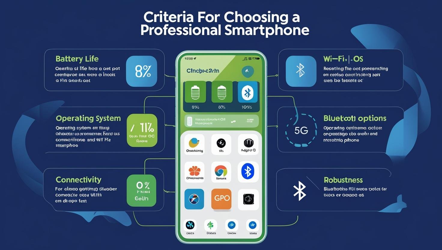 Critères de choix d’un smartphone pro” (batterie, OS, connectivité, robustesse…).